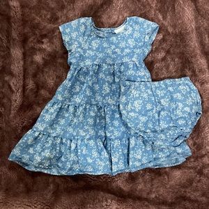 Denim Floral Dress with Bloomers